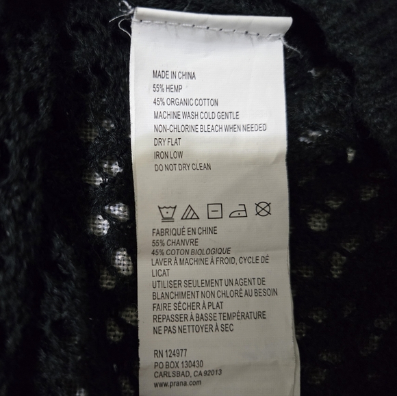 prAna Black Sharla Sweater Open Knit Long Sleeve Size Medium - Picture 11 of 11
